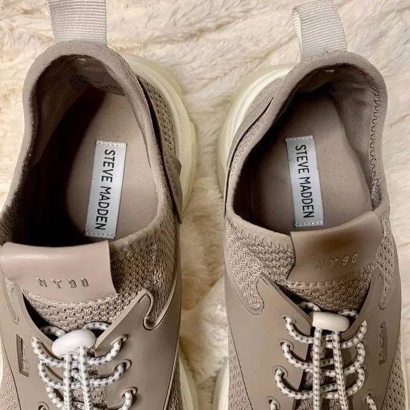 Steve Madden Myles Taupe Chunky Sneakers Comfortable Neutral Athletic Shoes 11M - Picture 9 of 10